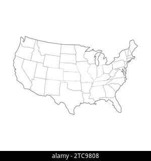 Mappa delle linee degli Stati Uniti d'America icona illustrazione vettoriale Mappa USA Illustrazione Vettoriale
