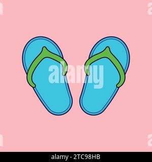 Strisce estive piatte Pantofole illustrazione icona vettoriale Illustrazione Vettoriale