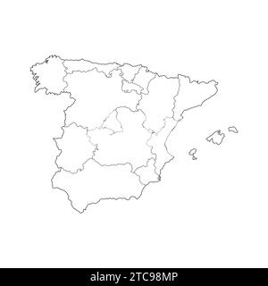 Mappa della linea di Spagna icona vettoriale illustrazione Mappa della Spagna Illustrazione Vettoriale