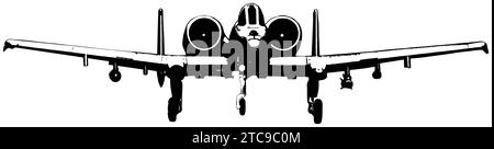 A-10 Warthog silhouette nera Illustrazione Vettoriale