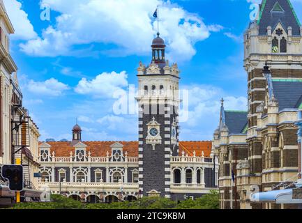 Dunedin, nuova Zelanda, architettura del centro storico della città. Foto Stock