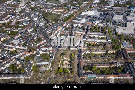 Veduta aerea, Housing estate e Nordmarkt, Nordmarkt, Dortmund, zona della Ruhr, Renania settentrionale-Vestfalia, Germania Foto Stock