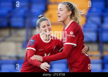 Liverpool FC vs Bristol City FC Barclays Womens Super League PRENTON PARK TRANMERE INGHILTERRA 10 dicembre 2023 Liverpool pareggio durante la partita di Barclays Women's Super League tra Liverpool FC e Bristol City FC al Prenton Park Tranmere il 10 DICEMBRE 2023 a Birkenhead, Inghilterra. (Foto Alan Edwards per F2images) Foto Stock