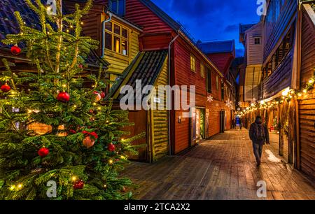 Natale a Bergen, Norvegia occidentale Foto Stock