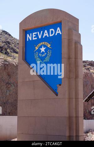 Cartello Nevada vicino alla diga di Hoover, Nevada, Stati Uniti Foto Stock