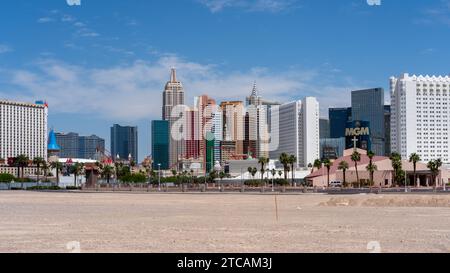 Skyline della Strip di Las Vegas a Paradise, Nevada, Stati Uniti Foto Stock