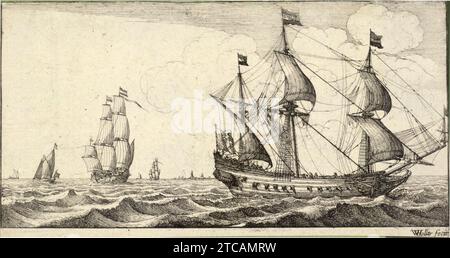 Wenceslas Hollar - Una nave da guerra con quattro vele. Foto Stock