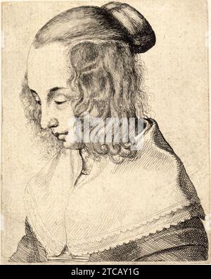 Wenceslas Hollar - giovane donna con ricci laterali 2. Foto Stock