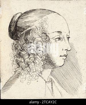 Wenceslas Hollar - giovane donna con ricci laterali. Foto Stock