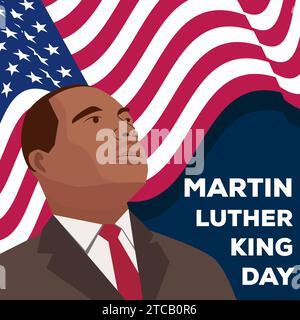 Illustrazione di un giorno MLK o Martin Luther King con design piatto Illustrazione Vettoriale