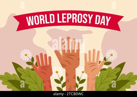 disegno piatto world lebbra day illustrazione di sfondo Illustrazione Vettoriale