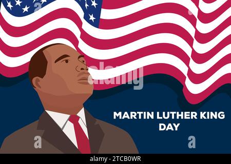 Illustrazione di sfondo del giorno MLK o Martin Luther King con design piatto Illustrazione Vettoriale