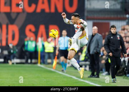 Madrid, Spagna. 11 dicembre 2023. Alvaro Garcia di Rayo Vallecano in azione durante la partita LaLiga EA Sports 2023/24 tra Rayo Vallecano e Celta de Vigo allo Stadio Vallecas. Rayo Vallecano 0 : 0 Celta Vigo credito: SOPA Images Limited/Alamy Live News Foto Stock