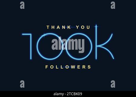 complimenti vettoriali per i tuoi 100 follower online Illustrazione Vettoriale