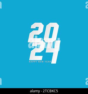 vector happy new year 2024 card holiday con sfondo bianco Illustrazione Vettoriale