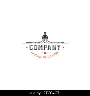 Logo Spartan Vintage. Icona testa spartana Illustrazione Vettoriale