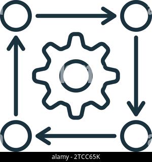 Icona flusso di lavoro. Semplice segnale monocromatico dalla raccolta di dati analitici. Icona del flusso di lavoro per logo, modelli, web design e infografiche. Illustrazione Vettoriale