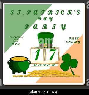 Splendida illustrazione a colori sul tema delle festività annuali di St Patrick's Day Illustrazione Vettoriale