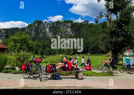 Elbe Cycle Path in Rathen Stock Photo