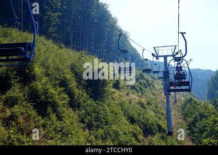 Seggiovia,Pustevny,Moravian-Slesian Beskydy,Moravskoslezsky kraj,Repubblica Ceca Foto Stock