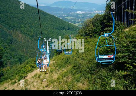 Seggiovia,Pustevny,Moravian-Slesian Beskydy,Moravskoslezsky kraj,Repubblica Ceca Foto Stock