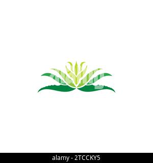 Modello di design con logo Aloe vera. Icona di Aloevera Illustrazione Vettoriale