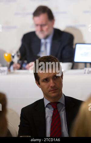 Madrid, 24/10/2016. Mariano Rajoy presenta Xavier García Albiol al forum New Economy. Foto: Isabel Permuy ARCHDC. Crediti: Album / Archivo ABC / Isabel B Permuy Foto Stock