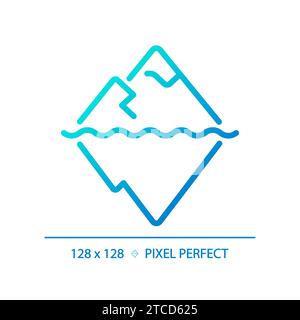 Icona iceberg gradiente semplice perfetto pixel lineare sottile 2D. Illustrazione Vettoriale