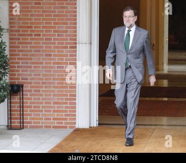 Madrid, 02/11/2015. Incontro a la Moncloa tra il Presidente del governo, Mariano Rajoy, e il Presidente della Comunità di Madrid Cristina Cifuentes. Foto: Jaime García ARCHDC. Crediti: Album / Archivo ABC / Jaime García Foto Stock