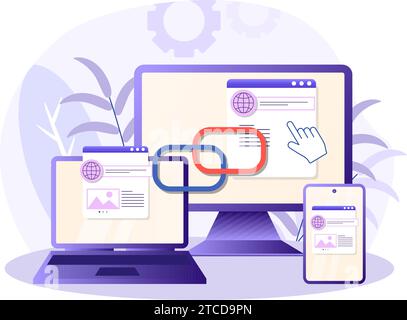 Illustrazione del collegamento profondo. Deep Link SEO Digital Marketing Vector Glyph Icon Design, servizi di cloud computing e hosting Internet Symbol. Illustrazione Vettoriale