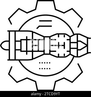 illustrazione vettoriale icona linea ingegnere aerospaziale meccanico Illustrazione Vettoriale