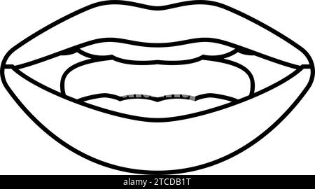 r lettera a bocca animata icona linea illustrazione vettoriale Illustrazione Vettoriale