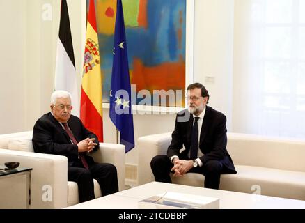 Madrid, 20/11/2017. Il Presidente del governo Mariano Rajoy riceve il Presidente dell'Autorità nazionale palestinese Mahmoud Abbas a la Moncloa. Foto: Oscar del Pozo ARCHDC. Crediti: Album / Archivo ABC / Oscar del Pozo Foto Stock