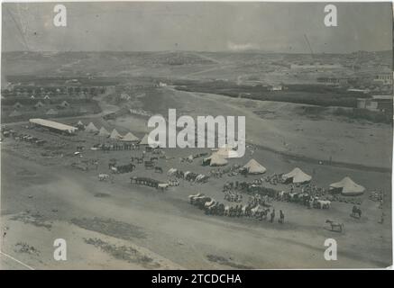 Guerra marocchina, campagna di Melilla, 1909. Campo spagnolo di Lusitania. Crediti: Album / Archivo ABC / Charles Trampus Foto Stock