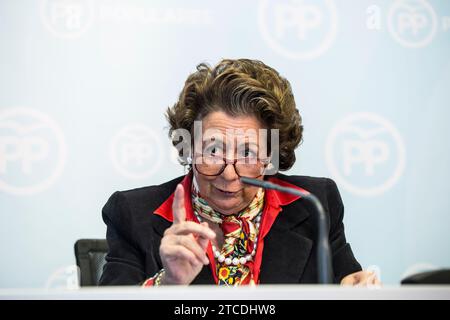 Valencia, 15/03/2016. Conferenza stampa di Rita Barberá. Foto: Mikel Ponce Archdc. Crediti: Album / Archivo ABC / Mikel Ponce Foto Stock