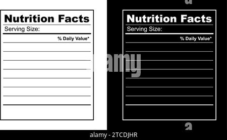 Informazioni sui fatti nutrizionali. Informazioni sulla quantità di grassi, calorie, carboidrati. Illustrazione Vettoriale