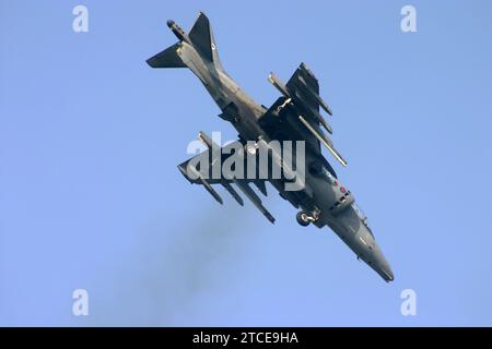 Un Bae Harrier GR7 della Royal Air Force si esibisce al Biggin Hill Air fare del 2005 Foto Stock