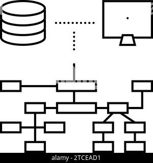 illustrazione del vettore dell'icona della riga del database relazionale Illustrazione Vettoriale