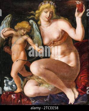 Venere e Amor, dipinto ad olio su tavola di Jacob de Gheyn II, 1605-1610 Foto Stock