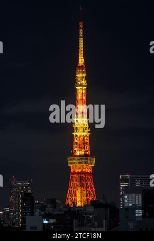 Vista notturna della famosa torre di Tokyo Foto Stock