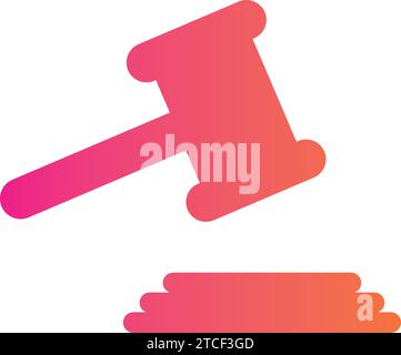 Justice Law HAMMER Icon Vector Illustrazione Vettoriale