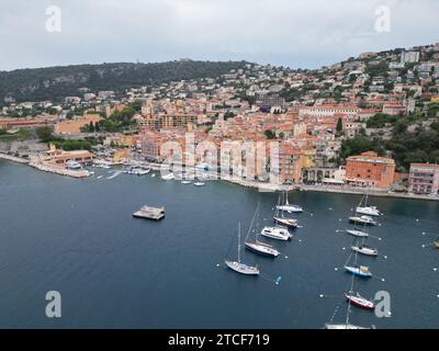 Villefranche-sur-Mer Francia drone , aereo , vista dall'alto Foto Stock