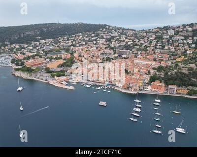 Villefranche-sur-Mer Francia drone , aereo , vista dall'alto Foto Stock