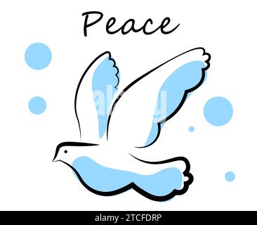 Dove su sfondo bianco. Doodle. Pace nel mondo Illustrazione Vettoriale