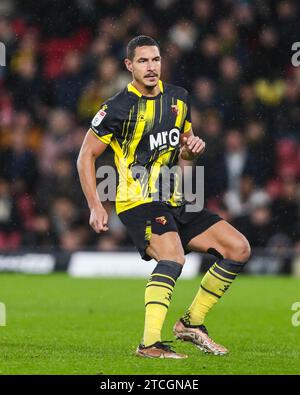 Jake Livermore di Watford in azione durante il Watford FC vs Ipswich Town FC Skybet EFL Championship match a Vicarage Road, Watford, Regno Unito il 12 dicembre 2023 Credit: Every Second Media/Alamy Live News Foto Stock