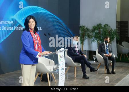 Santiago de Compostela, 04/07/2021. Il presidente della Xunta, Alberto Núñez Feijóo, inaugura il Congresso UNIVEX, accompagnato dal Segretario di Stato per la difesa, Esperanza Casteleiro, e dai ministri dell'economia, Francisco Conde, e Mar, Rosa Quintana. Partecipano anche il sindaco di Compostela, Xosé Sánchez Bugallo, e il delegato del governo José Miñones. Foto: Miguel Muñiz. ARCHDC. Crediti: Album / Archivo ABC / Miguel Muñiz Foto Stock