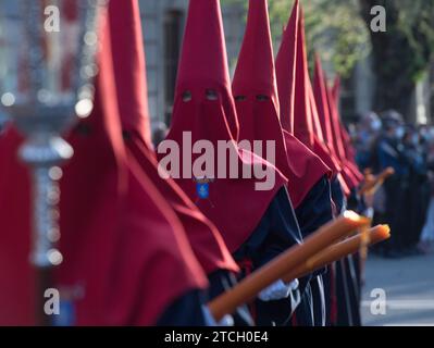 Madrid, 15/04/2022. Palazzo reale. Processione del Cristo degli alberdieri. Signore di mantilla. Foto: De San Bernardo. ARCHDC. Crediti: Album / Archivo ABC / Eduardo San Bernardo Foto Stock