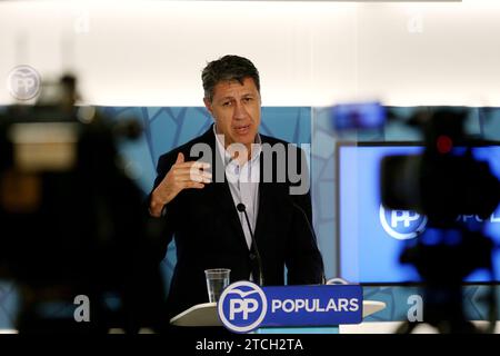 Barcellona, 18/11/2016. Xavier García Albiol coordinatore generale del PPC, valuta le notizie politiche in una conferenza stampa presso la sede del partito a Barcellona. Foto: Oriol Campuzano ARCHDC. Crediti: Album / Archivo ABC / Oriol Campuzano Foto Stock