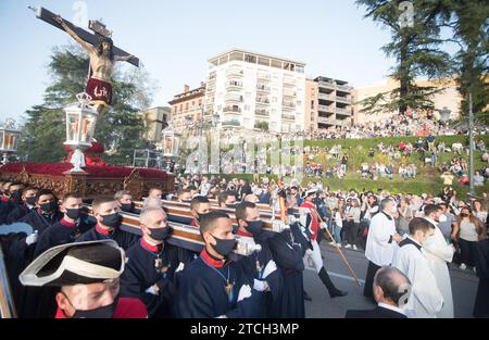 Madrid, 15/04/2022. Palazzo reale. Processione del Cristo degli alberdieri. Signore di mantilla. Foto: De San Bernardo. ARCHDC. Crediti: Album / Archivo ABC / Eduardo San Bernardo Foto Stock