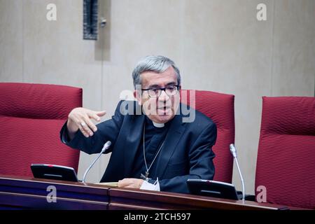 Madrid, 09/09/2021. Sede della Conferenza Episcopale spagnola. Il cardinale e vescovo Juan José Omella presentano il piano pastorale della Conferenza Episcopale in una conferenza stampa. Il segretario generale, Luis Argüello, è presente. Foto: Guillermo Navarro. ARCHDC. Crediti: Album / Archivo ABC / Guillermo Navarro Foto Stock